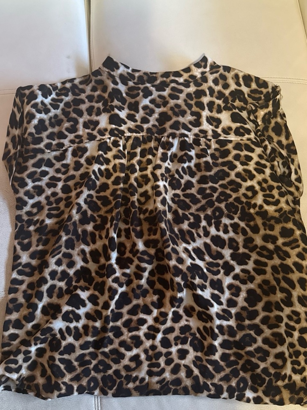 New York & Company Leopard Print Short Sleeve Blouse - Brown & Black